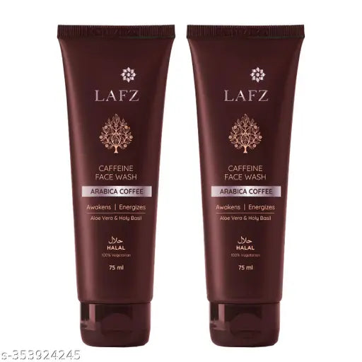 LAFZ Caffeine Face wash for Bright and Moisturized Skin with Arabica Coffee, Aloe Vera and Holy Basil - For Men & Women (150 ml Pack of 2)