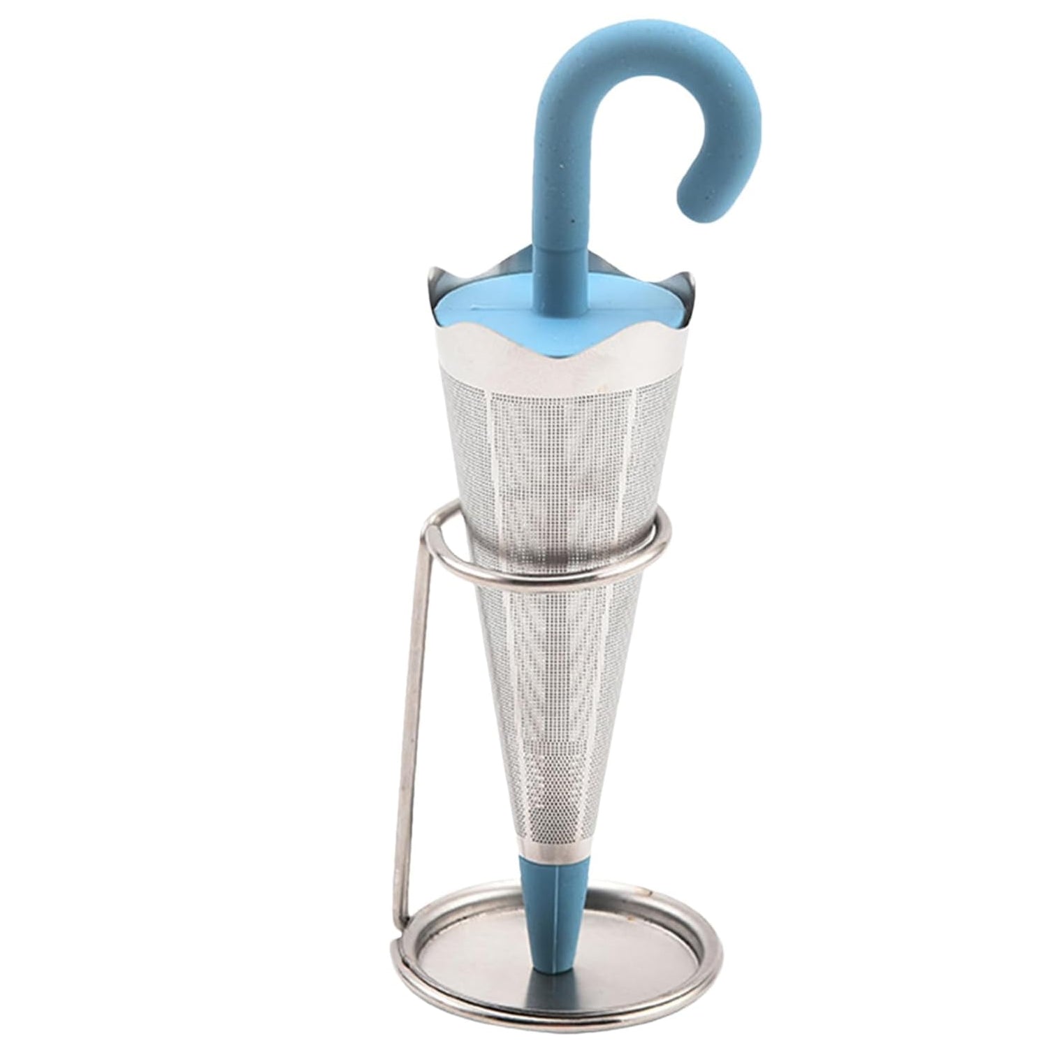 Reusable Cute Umbrella Tea Strainer With Tray Stand (1 Pc) - Springkart 