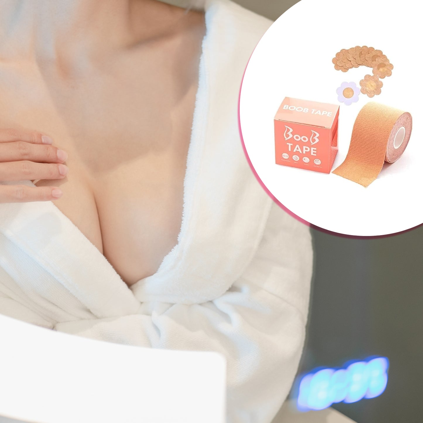6596 Boob Tape With 10 Pairs Nipple Cover Cotton Wide Thin Breast Tape - Womens Girls Breast Lift Booby Tape - Push Up Lifting Tape - Suitable For All Breast Types - Breast Lift Bra Tape - Bob Tape For Natural Breast Lift (1 Pc 5 Meters) - Springkart 