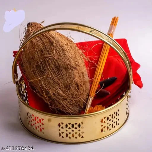 Traditional metal Pooja Basket: 10