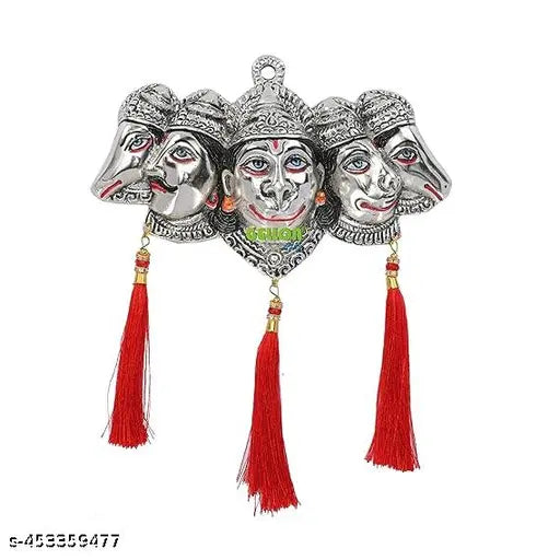 Panchmukhi Hanuman Ji face for Door Entrance Statue Wall Hanging Showpiece with Silk Latkan