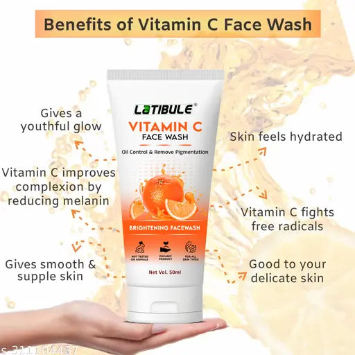 Vitamin C,Orange & Aloe Vera Skin Whitening Brightening Facewash, Tan Removal Face wash (150ML) Combo