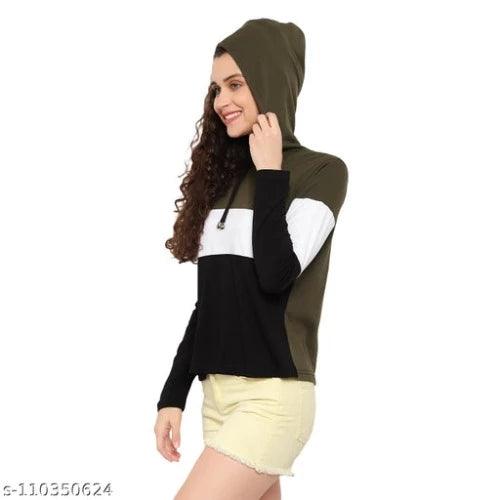 Deepmayra women T-shirt with hoodies | Combo T-shirt with Hood | 100% Polycotton Material Full Sleeves Women Wear | Hooded Neck Regular Fit Long Sleeve Womens Hoodie T-shirt | Summer Wear for Women. - Springkart 