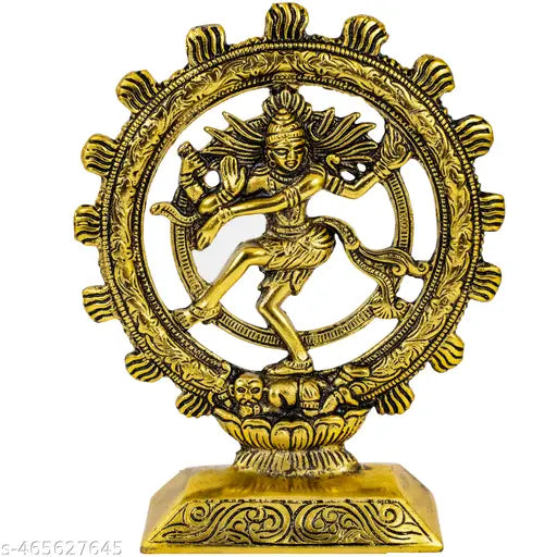 Gold Finished Dancing Natraj |Shiva Brass God Idol Statue Showpiece for Home