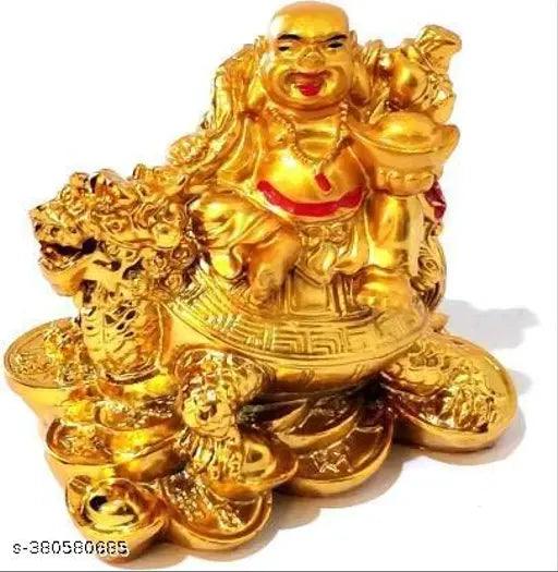 Golden Laughing Buddha on Turtle/Feng Shui Gift,Buddha for Wealth,Sucess,Happiness,Good Luck