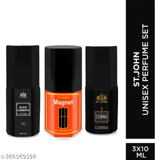 ST.JOHN Perfume for Men & Women, Magnet Perfume 10ml, Cobra Perfume 10ml, Black Current Perfume 10ml (Pack of 3)