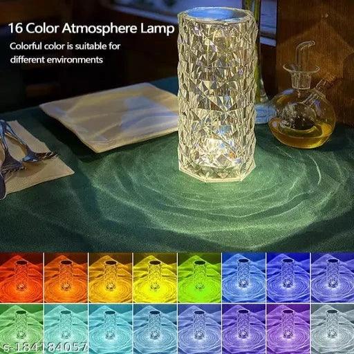 Crystal Lamp,16 Color Changing Rose Crystal Diamond Table Lamp,USB Rechargeable Touch Bedside Lamp - Springkart 