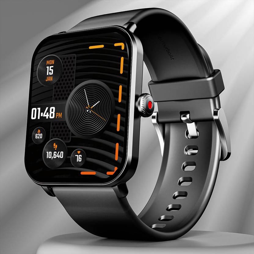 boAt Wave Fury with 1.83'' HD Display, Bluetooth Calling & Functional Crown Smartwatch (Active Black Strap, Free Size)