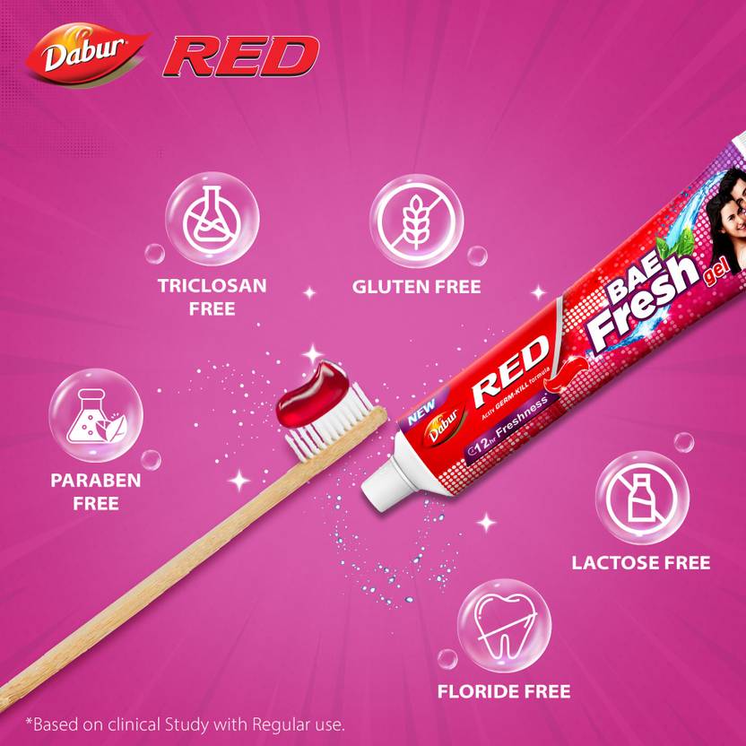 Dabur Red Bae Fresh Gel Fights Bad Breath, Cavity Germs & Plaque 12hr Freshness Toothpaste (600 g)
