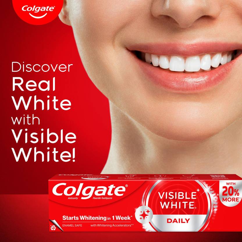 Colgate Visible White Teeth Whitening Toothpaste, 360g, 120g X 3 and Jade Roller Toothpaste (360 g, Pack of 4)