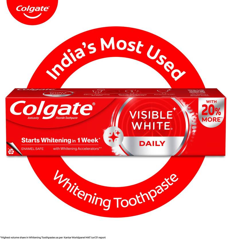 Colgate Visible White Tooth paste Teeth Whitening Starts in 1 week, Combo Pack of 4x120g Toothpaste (480 g, Pack of 4)