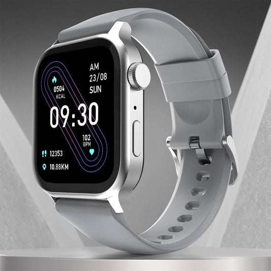 Fire-Boltt Rise Bluetooth Calling 47mm (1.85), Metal Bod & Rotating Crown, 123 Sports Smartwatch (Grey Strap, Free Size)