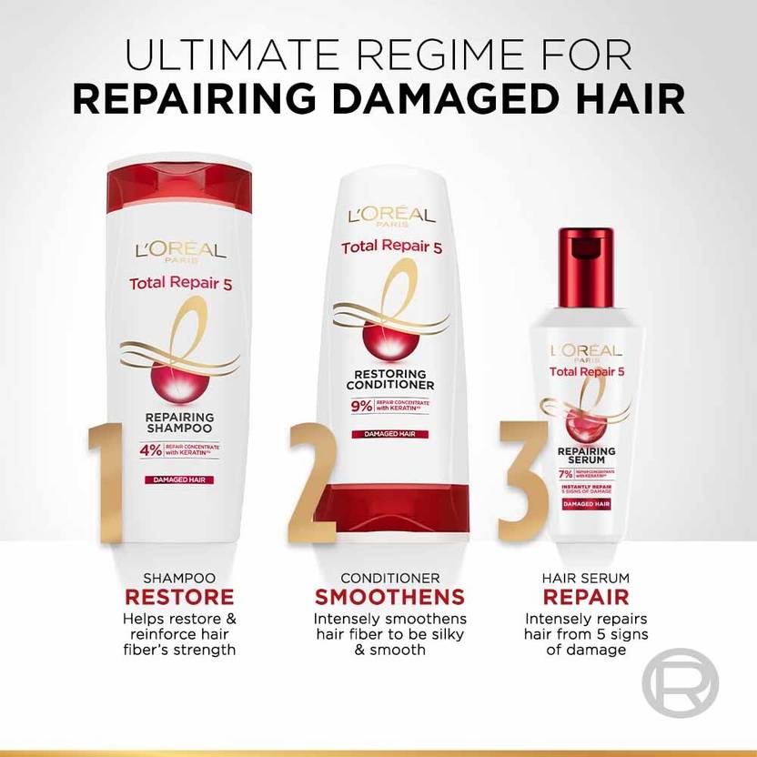 L'Oréal Paris Total Repair 5 Shampoo | Pro-Keratin & Ceramide For Damaged and Weak Hair  (1 L)