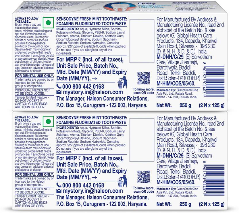 SENSODYNE Fresh Mint Combo, for daily sensitivity protection Toothpaste (500 g, Pack of 4)