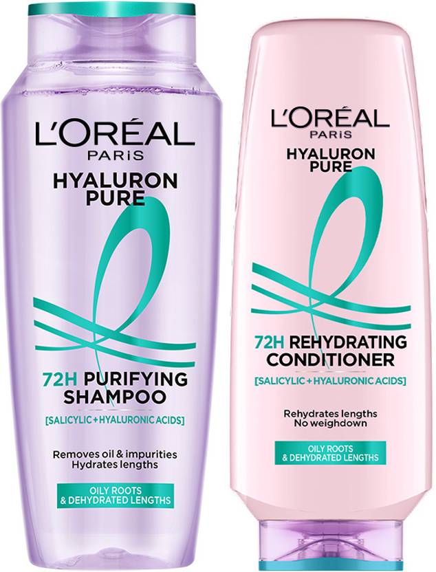 L'Oréal Paris Hyaluron Pure Shampoo & Conditioner Combo For Oily Scalp & Dry Hair 340ml+175ml (2 Items in the set)