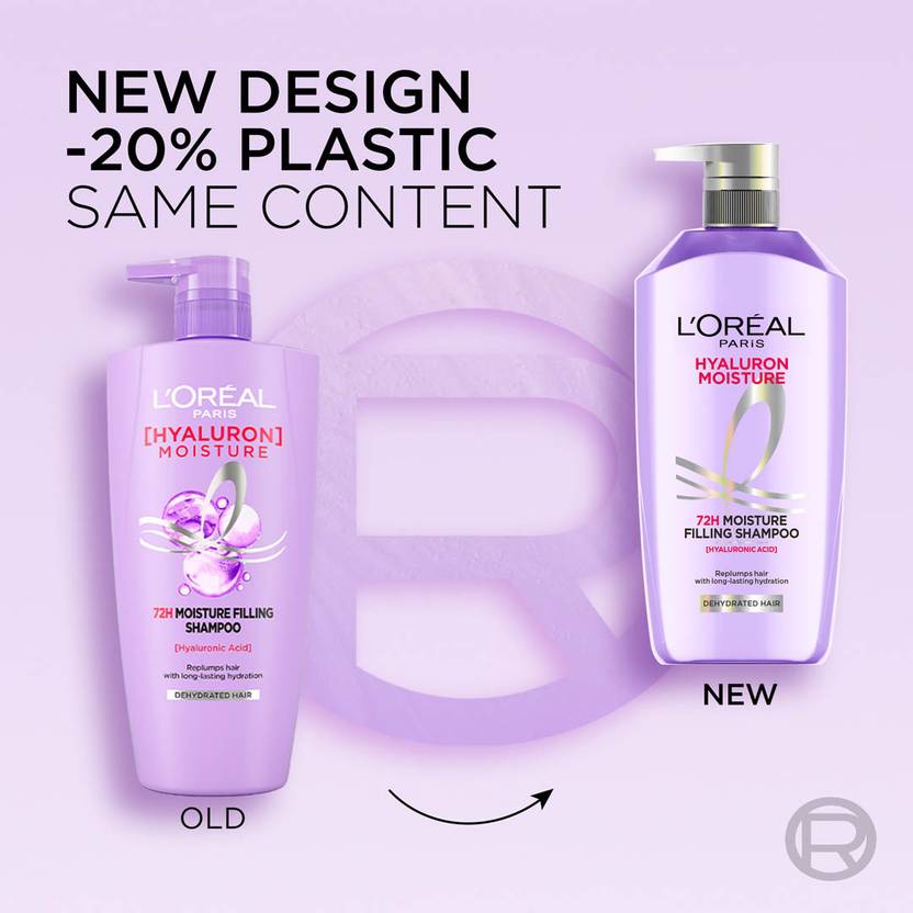 L'Oréal Paris Moisture Shampoo 650ml + Conditioner 175ml Combo for 72HR Hydrated Hair (2 Items in the set)