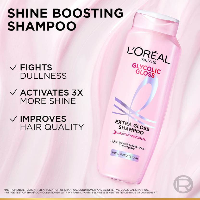 L'Oréal Paris Glycolic Gloss Shampoo, Powered by Glycolic Acid, for Dull Dair, for 3x Shine (200 ml)