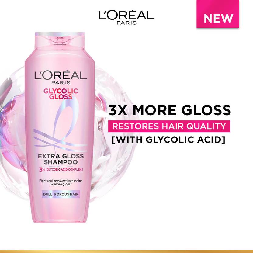 L'Oréal Paris Glycolic Gloss Shampoo, Powered by Glycolic Acid, for Dull Dair, for 3x Shine (200 ml)