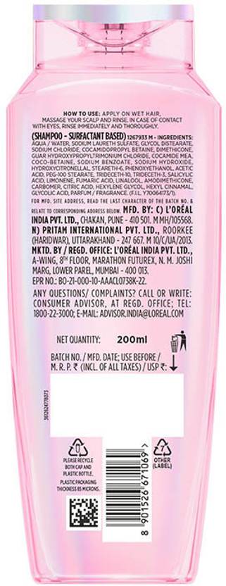 L'Oréal Paris Glycolic Gloss Shampoo, Powered by Glycolic Acid, for Dull Dair, for 3x Shine (200 ml)
