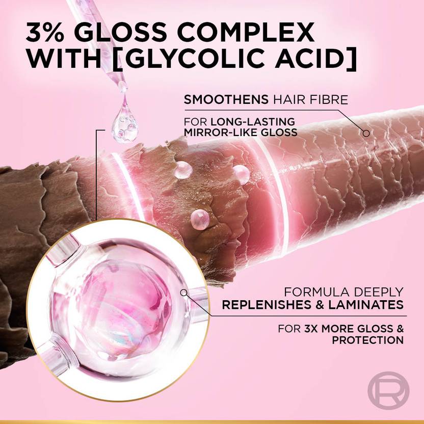 L'Oréal Paris Glycolic Gloss Shampoo, Powered by Glycolic Acid, for Dull Dair, for 3x Shine (200 ml)
