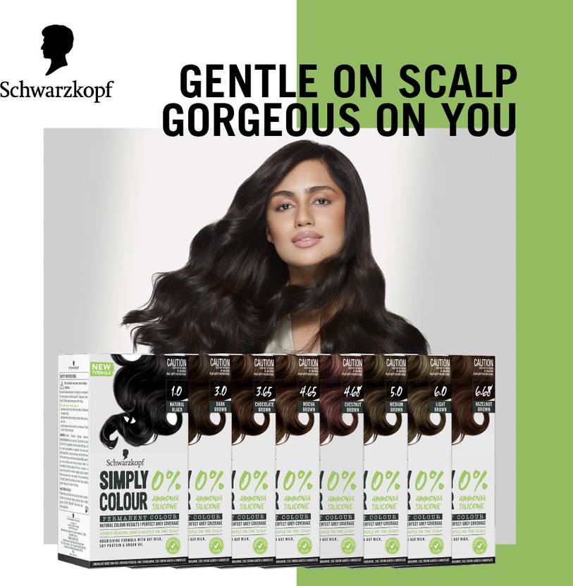 Schwarzkopf Simply Colour Permanent Hair Colour For 100% Grey Coverage - 1.00 Natural Black , Natural black
