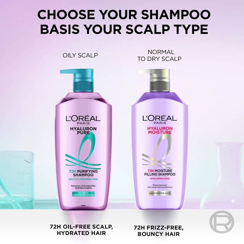 L'Oréal Paris Moisture Shampoo 650ml + Conditioner 175ml Combo for 72HR Hydrated Hair (2 Items in the set)