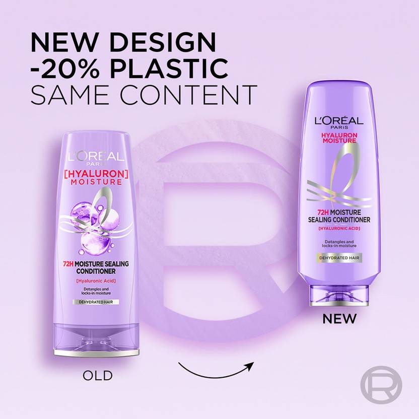 L'Oréal Paris Moisture Shampoo 650ml + Conditioner 175ml Combo for 72HR Hydrated Hair (2 Items in the set)