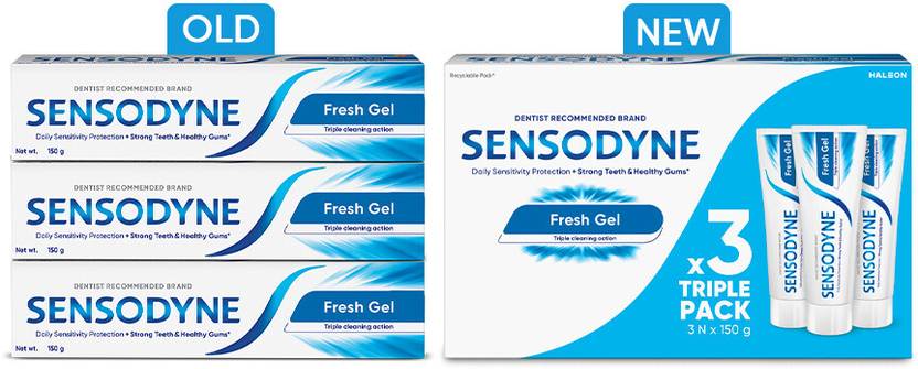 SENSODYNE Fresh Gel Combo for daily sensitive protection Toothpaste (450 g, Pack of 3)