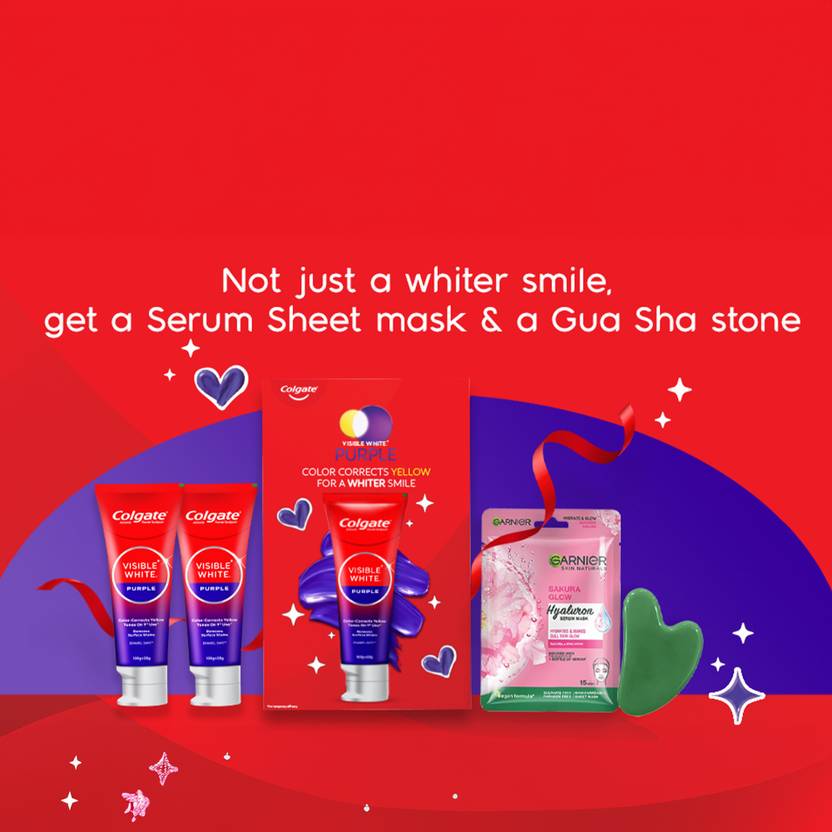 Colgate Visible White Purple Toothpaste Gariner Sakura Serum Sheet Mask Gua Sha Stone Toothpaste (240 g)