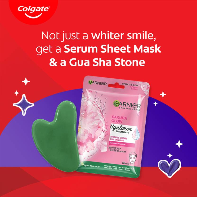 Colgate Visible White Purple Toothpaste Gariner Sakura Serum Sheet Mask Gua Sha Stone Toothpaste (240 g)