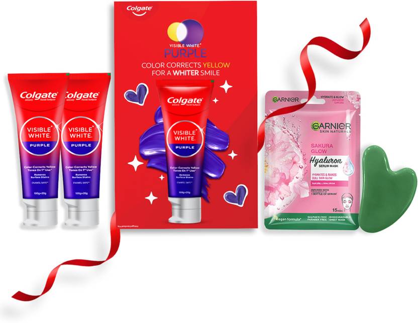 Colgate Visible White Purple Toothpaste Gariner Sakura Serum Sheet Mask Gua Sha Stone Toothpaste (240 g)