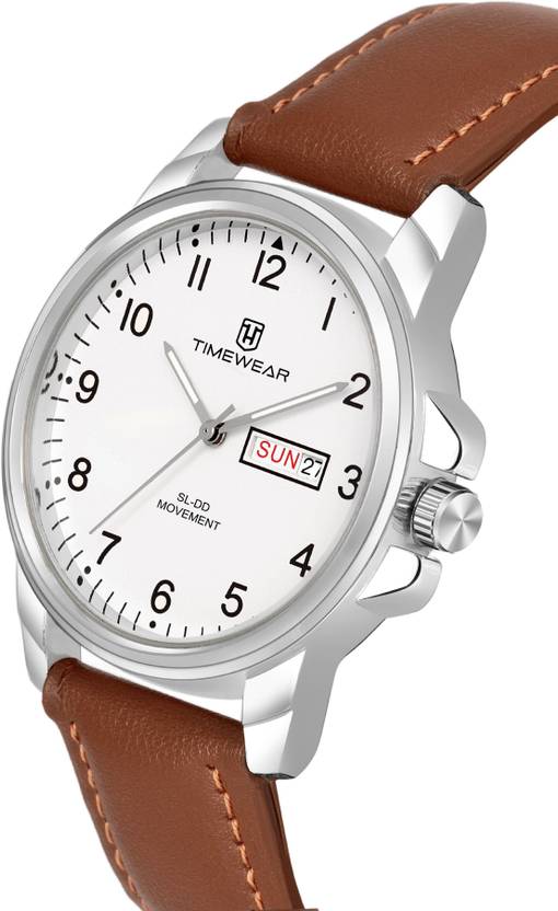 TIMEWEAR TIMEWEAR New Track Number Dial, Day & Date, Brown Leather Strap Analog Watch  - For Men 305WDTG