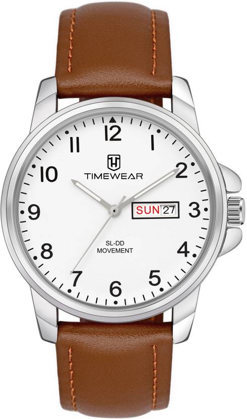 TIMEWEAR TIMEWEAR New Track Number Dial, Day & Date, Brown Leather Strap Analog Watch  - For Men 305WDTG