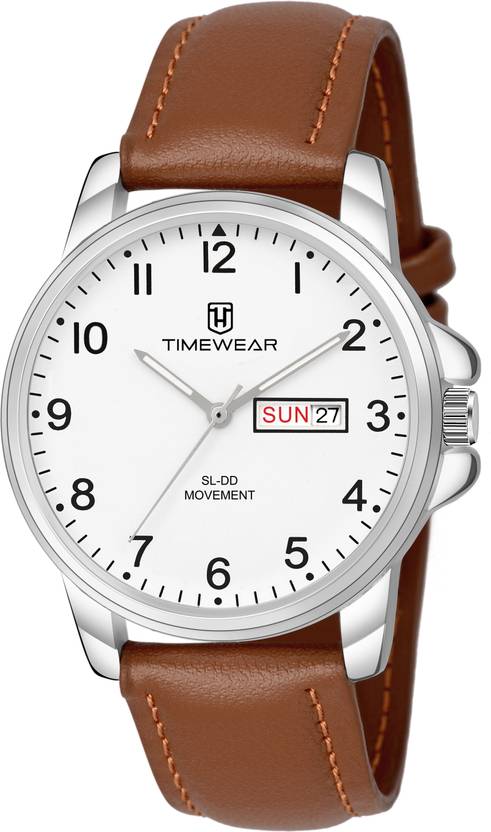 TIMEWEAR TIMEWEAR New Track Number Dial, Day & Date, Brown Leather Strap Analog Watch  - For Men 305WDTG