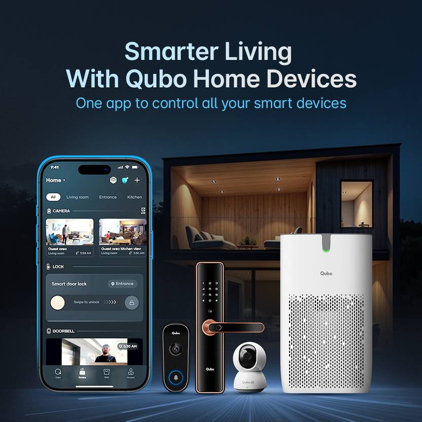 Qubo Smart Air Purifier Q400 | 400 Sqft | HEPA 13 | App & Voice Control Room Air Purifier  (White)