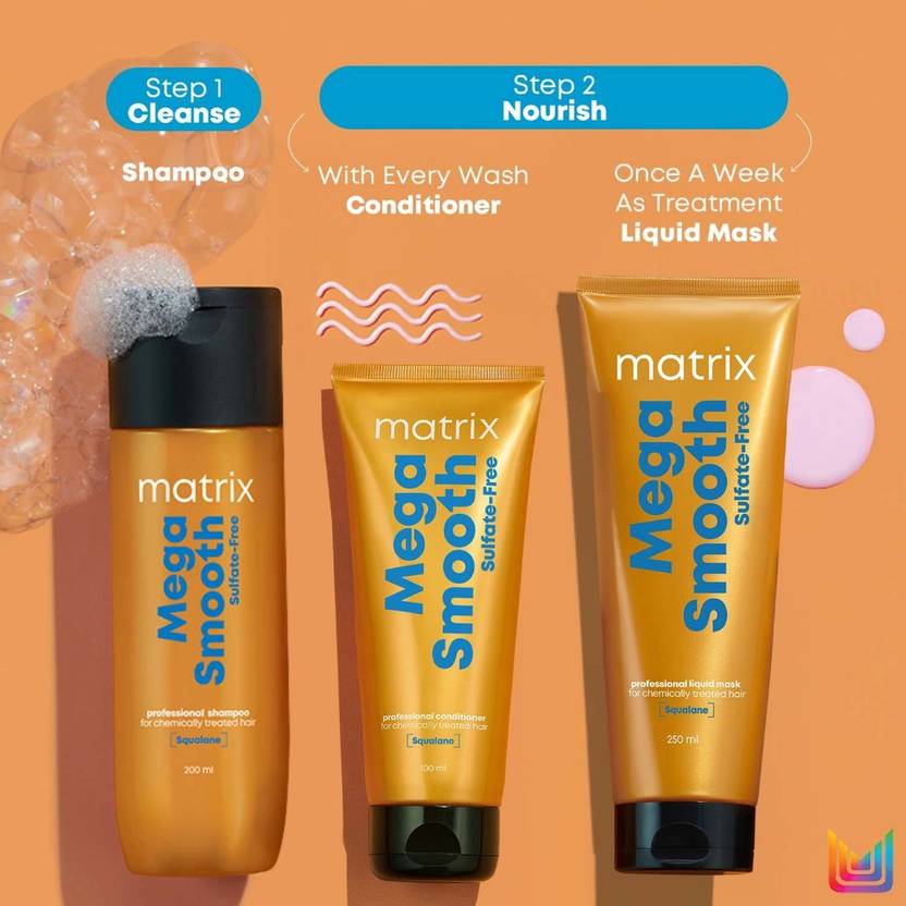 MATRIX Mega Smooth Sulfate-Free combo,Professional shampoo+conditioner+FREE mini Mask (3 Items in the set)
