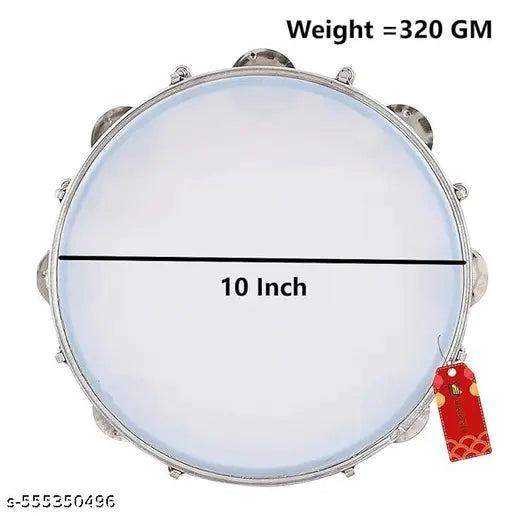 Shopping Mart Dafli Musical Instrument Dafli/Tambourine 10 inch Hand Percussion Musical Instrument (Multicolour)