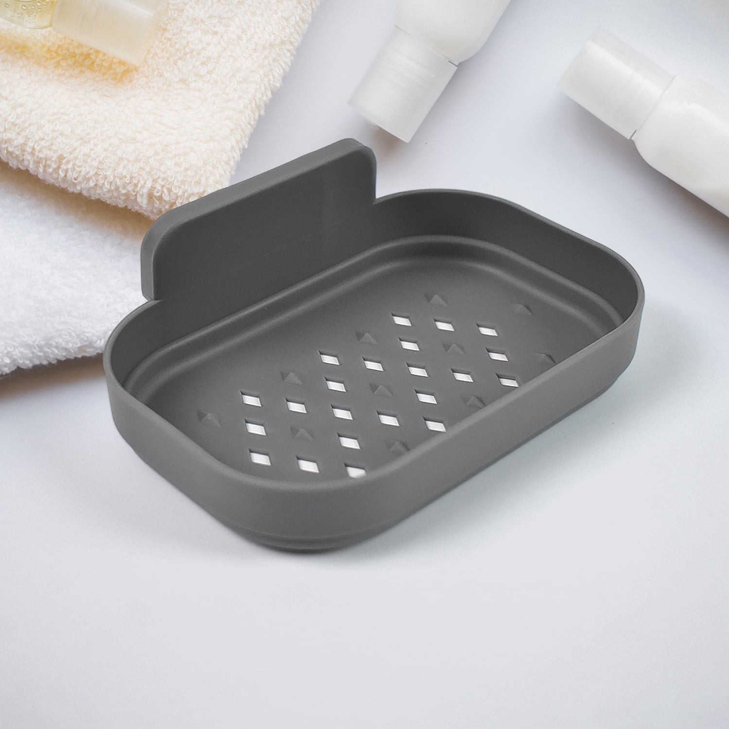 Plastic Soap Dish Holder For Bathroom Shower Wall Mounted Self Adhesive (1 Pc) - Springkart 