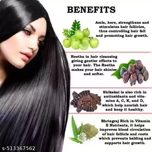400g Natural Amla Aritha Shikakai Bringraj Brahmi Hibiscuc Henna Indigo for Hair Growth & Silky Hair - Springkart 