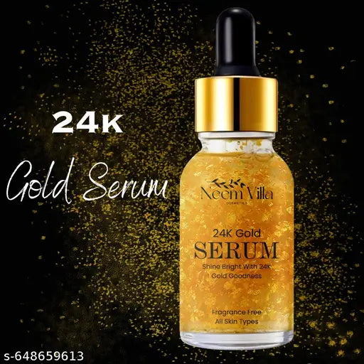 24K Gold Face Serum: Chemical-Free, Organic - 30ML Bottle. Pure Radiance In A Bottle, Crafted With Natural And Organic Ingredients For Youthful Skin. (Pack Of 2) 30ML