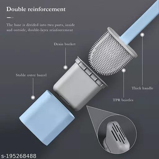 Toilet Brush in Silicone Material with Hard Plastic Holder Contains Slim Flex Brush - Springkart 