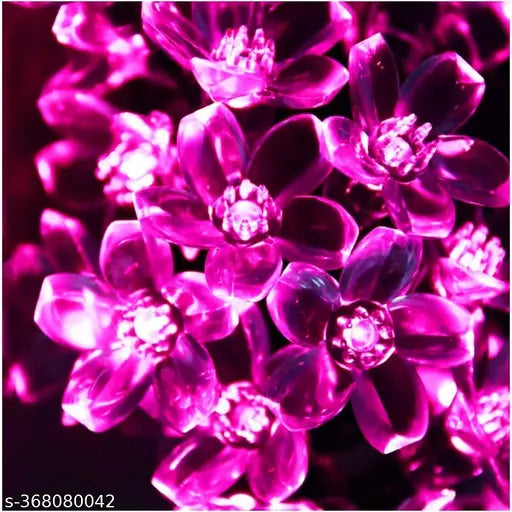 Diwali Gift Flower LED Made in India Silicon Flower Curtain String for festivals (12 Meter, Pink)