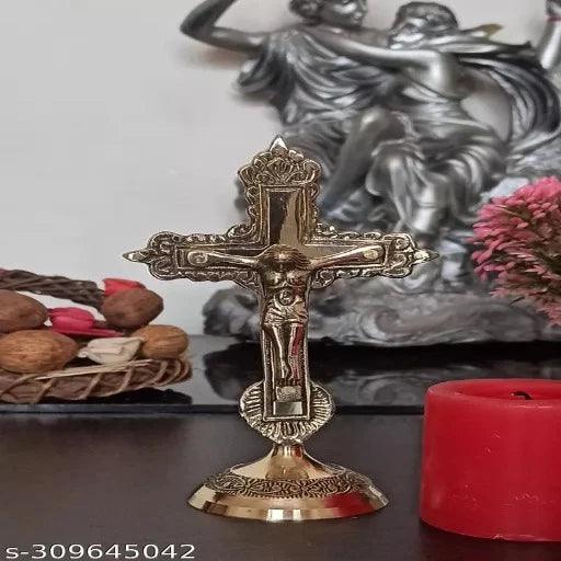 pure brass Christian Cross Jesus Christ Tabletop Statue - Springkart 