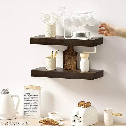 Kitchen Rack ,Wooden Bathroom Shelf, Multipurpose Rack Stand ,Corkscrew/Wooden Wall Kitchen Rack Wall Mounted Racks, Organizer, Shelf for Kitchen Storage Boxes - Springkart 