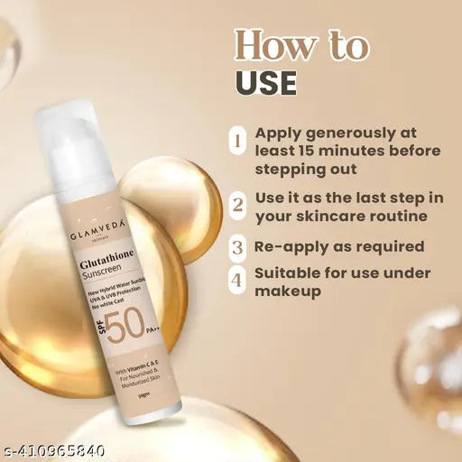 Glamveda Glutathione & Vitamin C Sunscreen SPF 50 Pa+++ 50gm - Springkart 