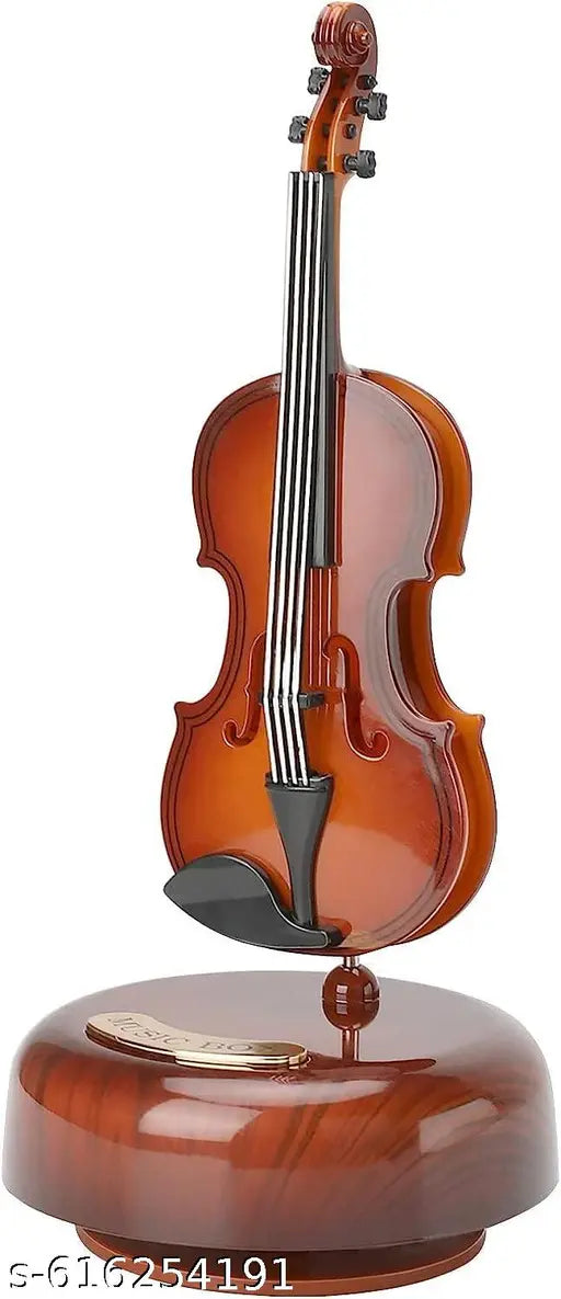Paritirth Rotating Guitar Music Box Clockwork Wood Music Box Musical Instrument Model Music Theme Artware with Delicate Gift Box