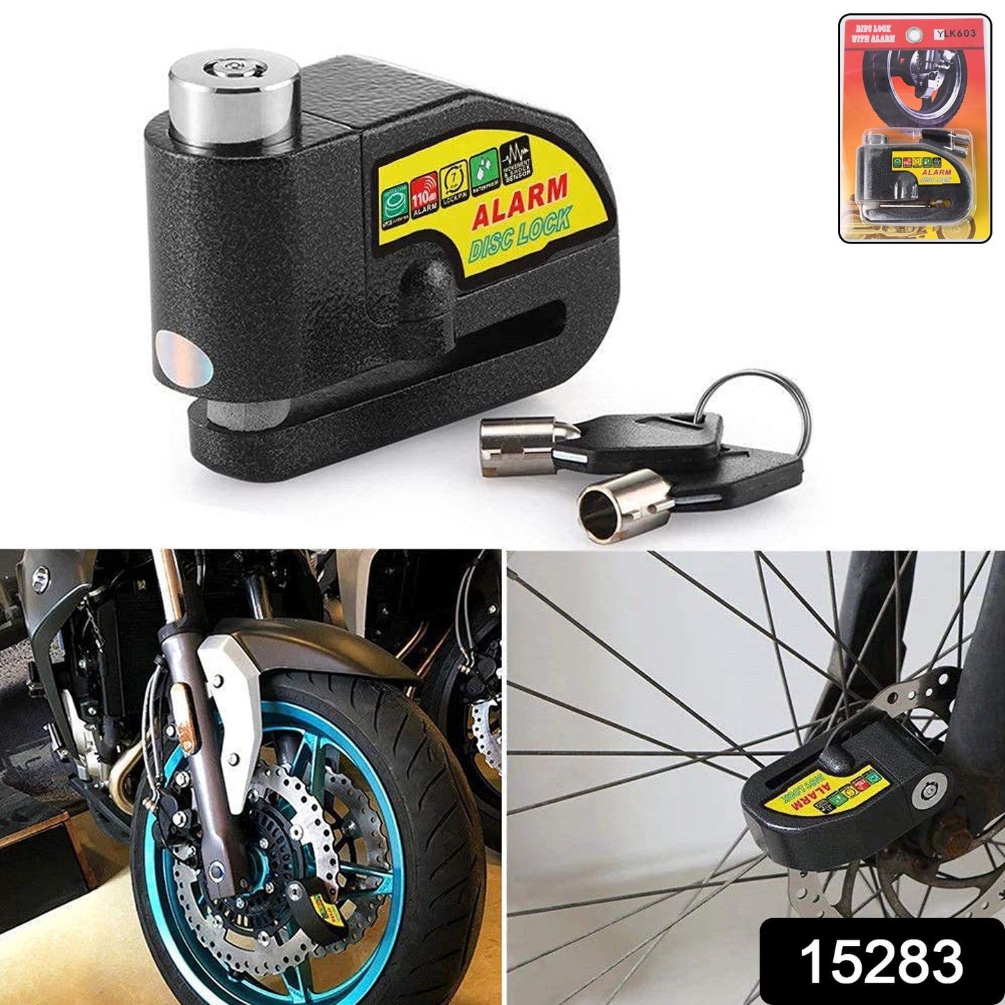 Alarm Disc Lock Motorbike Anti-theft Disc Brake Lock (1 Pc With 2 Key) - Springkart 