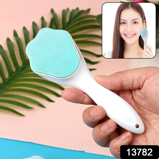 Silicone Face Scrubber Exfoliating Brush Manual Handheld Facial Cleansing Brush (1 Pc) - Springkart 