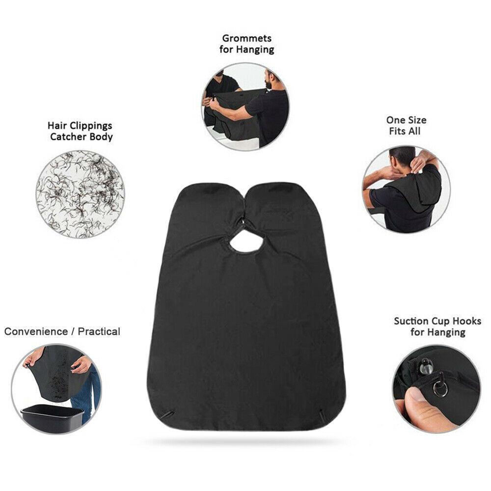 Black Beard Apron Hair Clippings Catcher Grooming Bib - Springkart 
