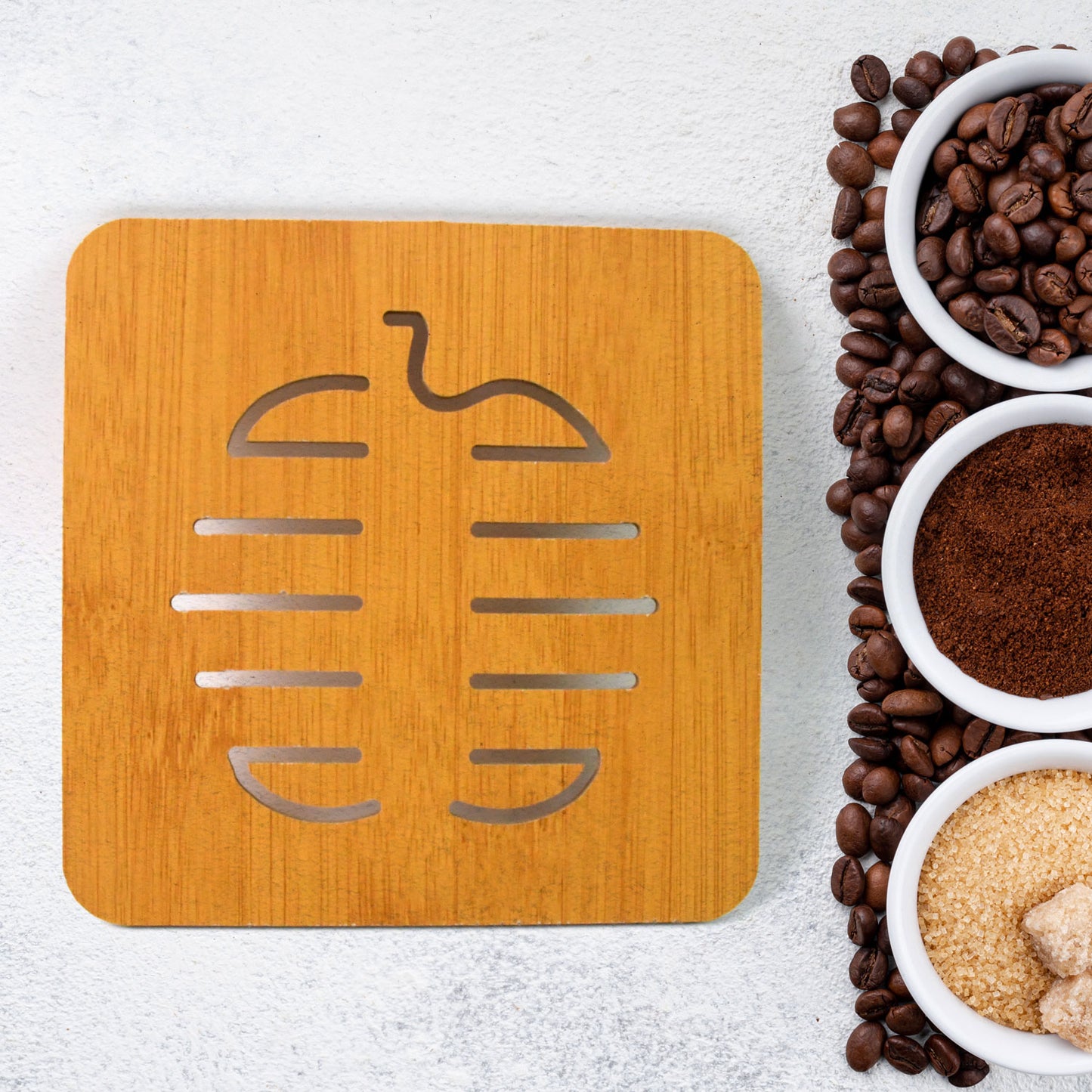 Square Bamboo Wood Table Place Mat Hot Pot Cup Mat Tea Coaster(1414 Cm 1 Pc) - Springkart 